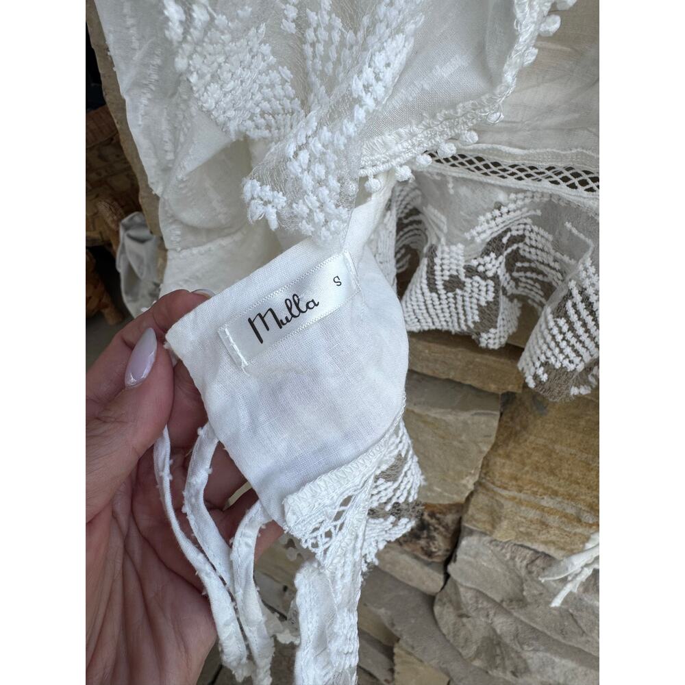 Elaborate Mulla White Ruffle Lace Corset Blouse Statement Top - Picture 9 of 15